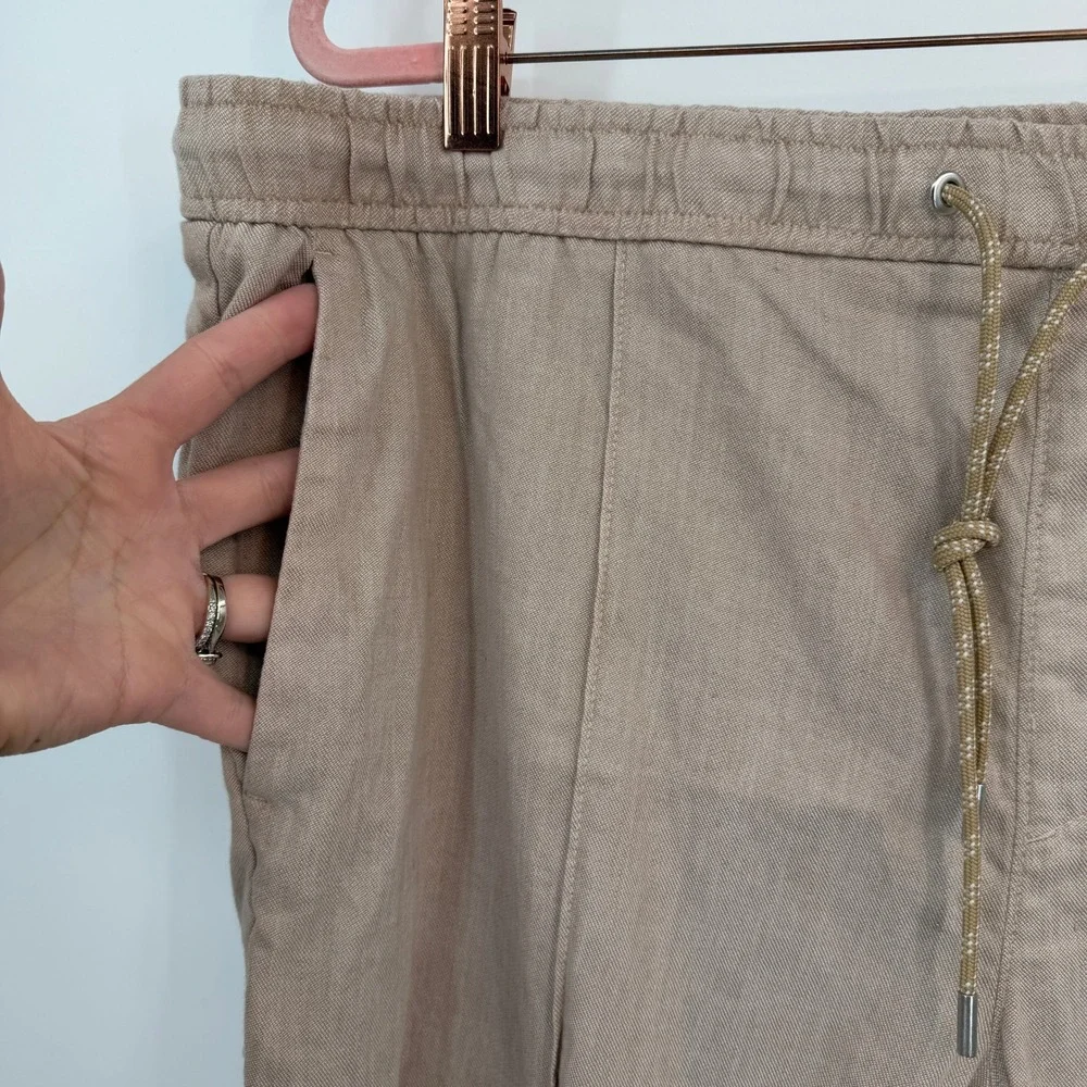 Michael Kors Men XXL Tan Linen Blend Elastic Drawstring Jogger Pants Khaki Beach